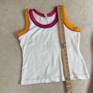 70’s vintage Hang Ten ladies small tank top surf skate beach white pink orange